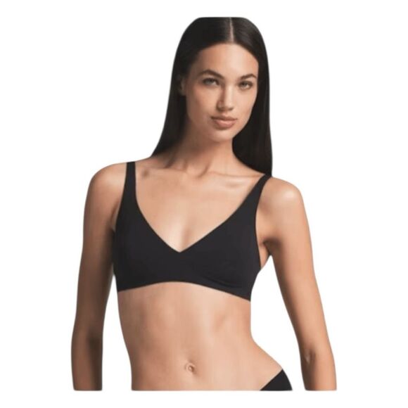 Skims Naked Plunge Bralette Onyx Black Stretch Knit L - Picture 2 of 9